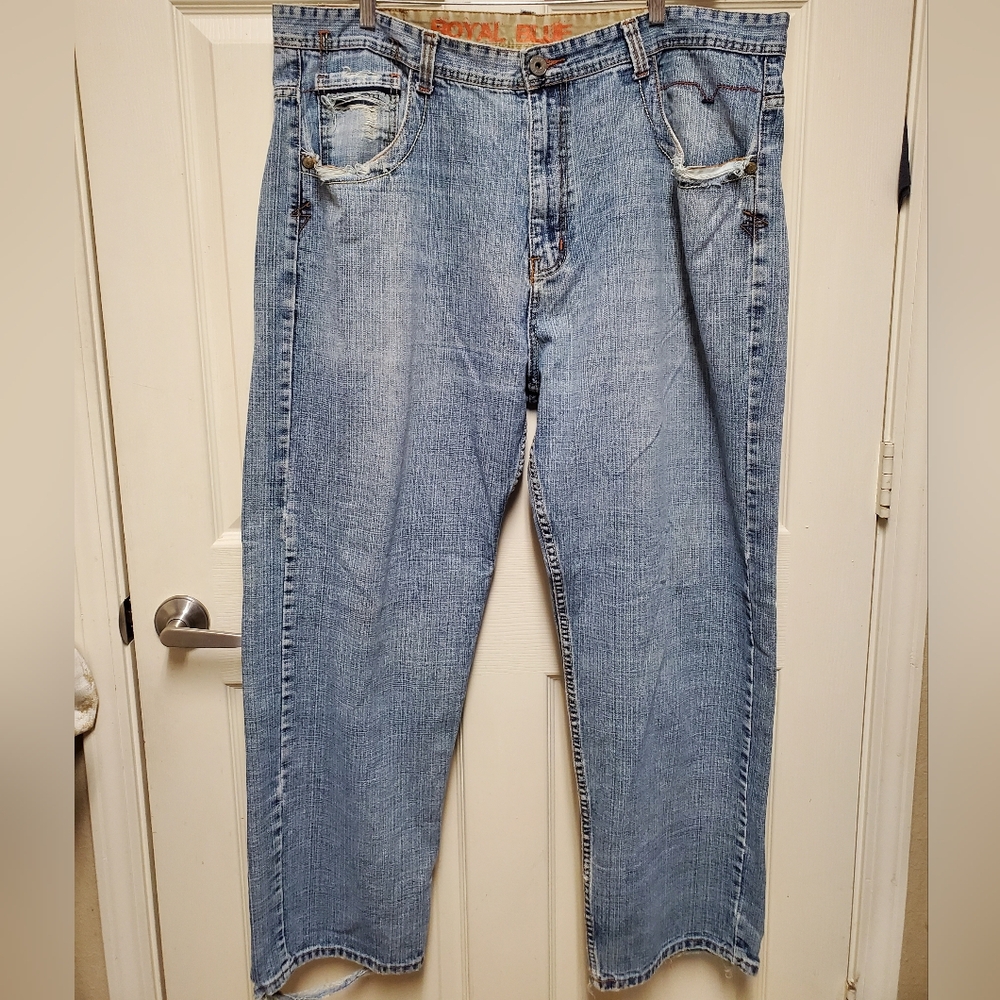 Royal Blue Men's Straight Leg Jeans Size 42